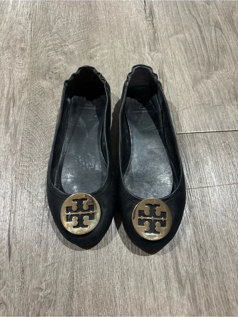 Tory Burch Reva Black Ballet Flat Size 7